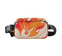 Sac banane mignon motif art abstrait rouge feu pour femmes, hommes, adolescents, grande capacité avec sangle réglable pour cyclisme, randonnée, gym