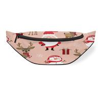 Sac banane mignon Père Noël, cerf et bonhomme de neige pour femmes, hommes, filles, garçons, enfants, sac banane mignon pour voyage, sport, course à pied, couleur, M