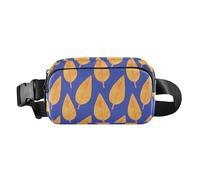 Sac banane mignon pour femme et homme avec sangle réglable pour voyage, course à pied, randonnée, Litière de feuilles jaunes de couleur d'automne, Taille unique