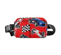Sac banane mignon pour femme et homme avec sangle réglable pour voyage, course à pied, randonnée, Rouge Blanc Bleu Racing Cars Rouge, 1 size