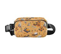 Sac banane mignon pour femmes, hommes, adolescents - Grande capacité - Motif véhicules de construction, Camion malaxeur à béton Dam Grader, 1 size