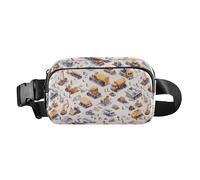 Sac banane mignon pour femmes, hommes, adolescents - Grande capacité - Motif véhicules de construction, Scène de construction Camion mélangeur béton grue barrage, 1 size