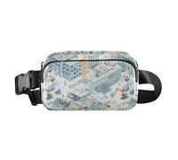 Sac banane mignon pour femmes, hommes, adolescents - Grande capacité - Motif véhicules de construction, Scène de construction Construire de grands bâtiments Pelle niveleuse, 1 size