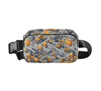 Sac banane mignon pour femmes, hommes, adolescents - Grande capacité - Motif véhicules de construction, Scène de construction Plante Construction Bulldozer Tower Crane, 1 size