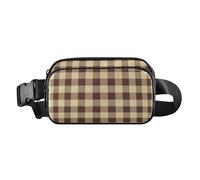 Sac banane mignon pour femmes, hommes, adolescents, sac banane multifonction à fermeture éclair, sac à bandoulière avec motif écossais écossais, marron, jaune, 20,3 x 13,5 x 5,8 cm, rétro, Tartan