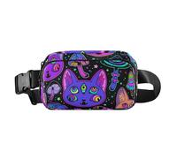 Sac banane mignon pour femmes, hommes, adolescents, sac banane multifonction avec sangle réglable pour l'entraînement, la course, la randonnée, le sphinx psychédélique, les chats, les champignons,