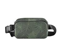Sac banane mignon vert foncé feuilles de palmiers femmes hommes sac de poitrine multifonction avec sangle réglable pour voyage, vacances, course à pied, Feuilles de palmiers vert foncé, 1 Size