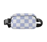 Sac banane mignon violet et blanc à carreaux américains pour homme et femme, petit sac à bandoulière avec sangle réglable pour voyage, vacances, course à pied, Plaid américain violet et blanc, Taille