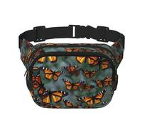 Sac banane Monarch Butterflies pour homme et femme, sac banane tendance pour entraînement, course, voyage, randonnée, Noir , Taille unique