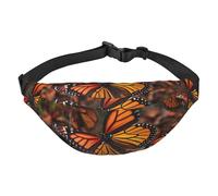 Sac banane Monarch Butterflies pour homme et femme - Sac banane tendance - Sac de poitrine réglable - Noir - Taille unique, Noir , Taille unique