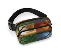 Sac banane motif arbre de vie quatre saisons pour homme et femme - Sac banane réglable décontracté pour voyage, sport, randonnée, blanc, 20,1 x 13 cm, blanc, 7.9x5.1inches
