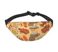 Sac banane motif bière et écrevisses pour homme et femme, sac banane tendance, sac de poitrine réglable, noir, taille unique, Noir , Taille unique