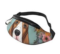 Sac banane motif crânes et fleurs en sucre pour homme et femme, sac banane tendance, sac banane pour voyage, sport, marche, Sweet Basset Hound Florals, Taille unique