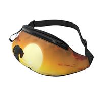 Sac banane motif éléphant et chien The Sunset pour homme et femme - Sac banane réglable pour tous les endroits