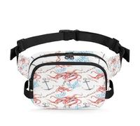 Sac banane motif pieuvre ancre pour femmes, hommes, filles, garçons, enfants, sac banane pour course à pied, sport, randonnée, sac banane, couleur, XL, Organiseur de sac