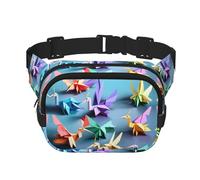 Sac banane multicolore origami imprimé grues pour homme et femme avec sangle réglable pour voyage, randonnée, cyclisme