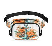 Sac banane multifonction avec imprimé ancre florale pour voyage, sport, course à pied, sac banane pour femmes, hommes, filles, garçons, couleur, XL, Organiseur de sac