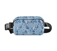 Sac banane multifonction avec sangle réglable pour cyclisme, randonnée, gym, Lémuriens Madagascar sur motif bleu, 1 Size