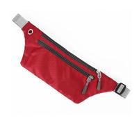 Sac banane multifonction en nylon pour femme - Ceinture de course - Sac de sport pour téléphone portable - Poche de voyage, Rouge, Taille unique