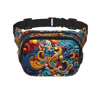 Sac banane multifonction imprimé à rayures multicolores, sac à bandoulière tendance unisexe, sac de rangement de sport de voyage