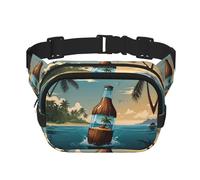 Sac banane multifonction imprimé bouteille dérive, sac messager tendance unisexe sac de rangement de sport de voyage