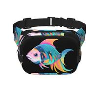 Sac banane multifonction imprimé Fish Wave Sac bandoulière tendance unisexe sac de rangement de sport de voyage
