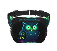 Sac banane multifonction imprimé hibou néon vision nocturne sac bandoulière tendance unisexe sac de rangement sport voyage