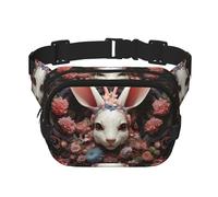 Sac banane multifonction imprimé lapin enchanté, sac besace unisexe tendance, sac de rangement de sport de voyage