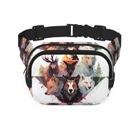 Sac banane multifonction imprimé loups et rennes - Unisexe - Tendance - Sac de rangement de voyage