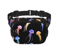 Sac banane multifonction imprimé méduse flottante, sac à bandoulière tendance, sac de rangement de sport de voyage