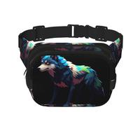 Sac banane multifonction imprimé Pixel Wolf - Unisexe - Tendance - Sac de rangement pour le sport et le voyage
