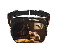 Sac banane multifonction imprimé rat, sac à bandoulière tendance unisexe sac de rangement de sport de voyage