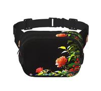 Sac banane multifonction imprimé rose végétale, sac à bandoulière tendance unisexe, sac de rangement de sport de voyage