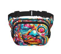 Sac banane multifonction imprimé visage graffiti sac besace unisexe tendance sac de rangement voyage sport