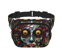 Sac banane multifonction imprimé visage mécanique fantaisie, sac messager tendance unisexe, sac de rangement de sport de voyage