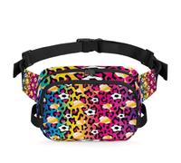 Sac banane multifonction motif léopard coloré pour voyage, sport, course à pied, trophée de football, sac banane pour femmes, hommes, filles, garçons, couleur, XL, Organiseur de sac