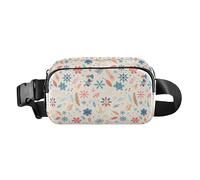 Sac banane multifonction noir et blanc avec sangle réglable pour voyage, gym, travail, Merry Christmas Winter Leaves Flocons de neige, 1 Size