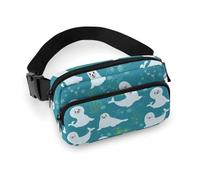 Sac Banane Multifonction pour Homme et Femme - Motif Dauphin Mignon - pour la randonnée, la Promenade du Chien, la Course à Pied, Les Voyages, Sceau d'algues de Dessin animé, 20x13cm
