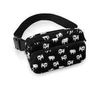 Sac Banane Multifonction pour Homme et Femme - Motif Fleurs et Feuilles de Citron - pour la randonnée, la Promenade du Chien, la Course à Pied, Les Voyages, Carlin de Dessin animé Noir, 20x13cm