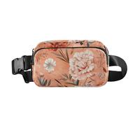 Sac banane multifonction résistant à l'eau pour homme et femme, sac banane pour voyage, course à pied, randonnée, fleurs d'automne, œillet jonquille, romarin, or rose, 19, 1 Size