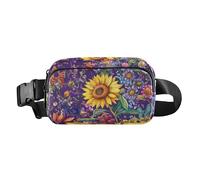 Sac banane multifonction résistant à l'eau pour homme et femme, sac banane pour voyage, course à pied, randonnée, fleurs d'automne, œillet jonquille, romarin, or rose, 18, 1 Size