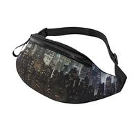 Sac banane New York Night pour homme et femme - Imperméable - Sac banane tendance - Sac banane avec sangle réglable - Grand sac à bandoulière pour voyage et randonnée