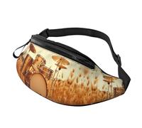Sac banane noir et blanc à carreaux pour homme et femme, sac de poitrine réglable, sac banane de voyage, sport, marche, Music Drum in Field, Taille unique