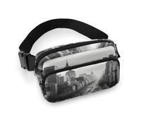 Sac banane noir et blanc imprimé New York pour entraînement, voyage, course décontractée, course à pied, randonnée, cyclisme, noir et blanc, 20 x 13 cm, New York noir et blanc., 7.9 X 5.1 in