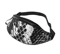 Sac banane noir et blanc imprimé peau de serpent pour homme et femme, sac banane avec sangle réglable pour randonnée, course à pied, voyage, cyclisme, Noir , Taille unique, Sac à dos de