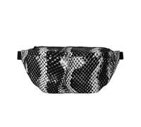 Sac banane noir et blanc imprimé peau de serpent pour homme et femme, sac banane réglable, sac banane de voyage, sac banane de sport, course à pied, randonnée, Noir , Taille unique, Sac à dos de