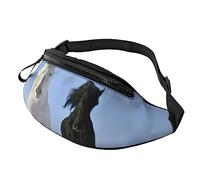 Sac banane noir et blanc pour course à pied, randonnée, voyage, entraînement, promenade du chien, sport, pêche, Noir , Taille unique