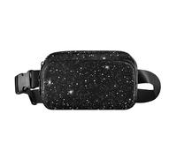 Sac banane noir étoilé léger et mignon pour homme et femme avec sangle réglable pour l'entraînement, la course à pied, la randonnée, Étoiles noires - Lumière, 1 size
