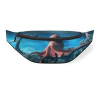 Sac banane Octopus peu profond pour femmes, hommes, filles, garçons, enfants, sac banane en forme de pieuvre pour voyage, sport, course à pied, couleur, M