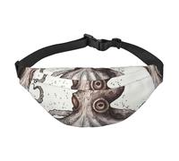 Sac banane Octopus pour homme et femme - Sac banane tendance - Sac banane - Sac banane avec sangle réglable - Étanche - Pour voyage, randonnée, sport, noir, taille unique, Noir , Taille unique